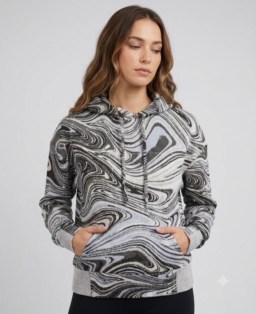 Twenty Montreal Women's Hyper Reality Liquid Swirl Knit Hoodie S Streetwear